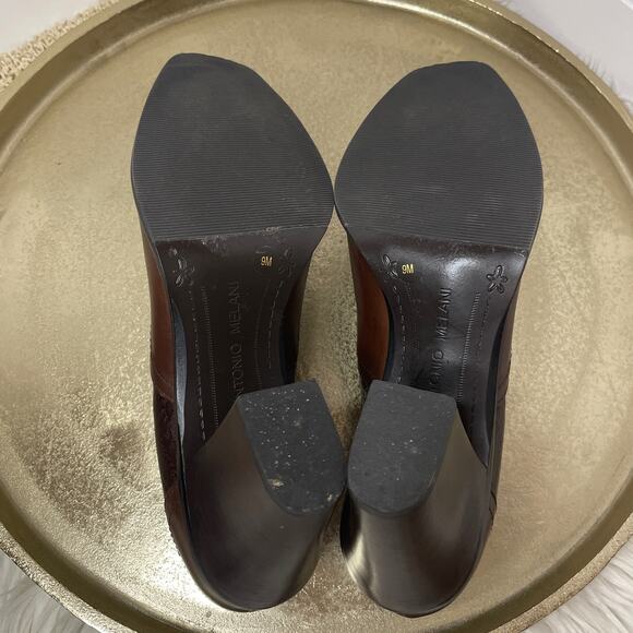 ANTONIO MELANI Brown Leather Booties Size 9 - Picture 11 of 12
